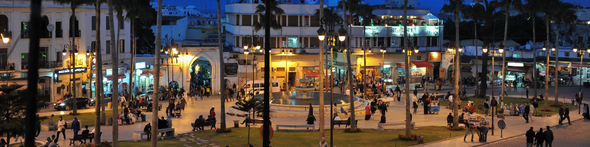 Le Grand Socco square Tangier Morocco northern Africa.Tangier by night