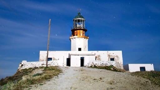 Lighthouse Of Mykonos call Armenistis . I took this picture last month . Beautiful place by day and by night :)