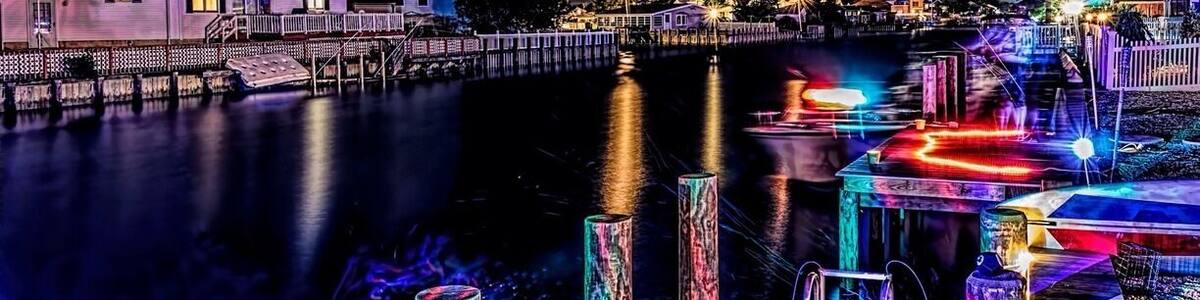 My friends shore house lagoon had a light party. This was a long time exposure the streaks in the air are bubbles.#beach
#waterlust
