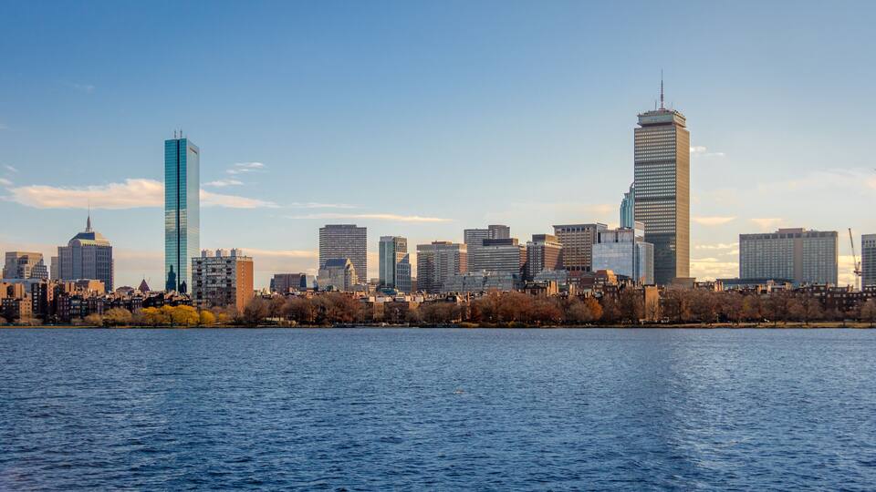 Boston skyline and Charles River seen from Cambridge - Massachusetts, USA