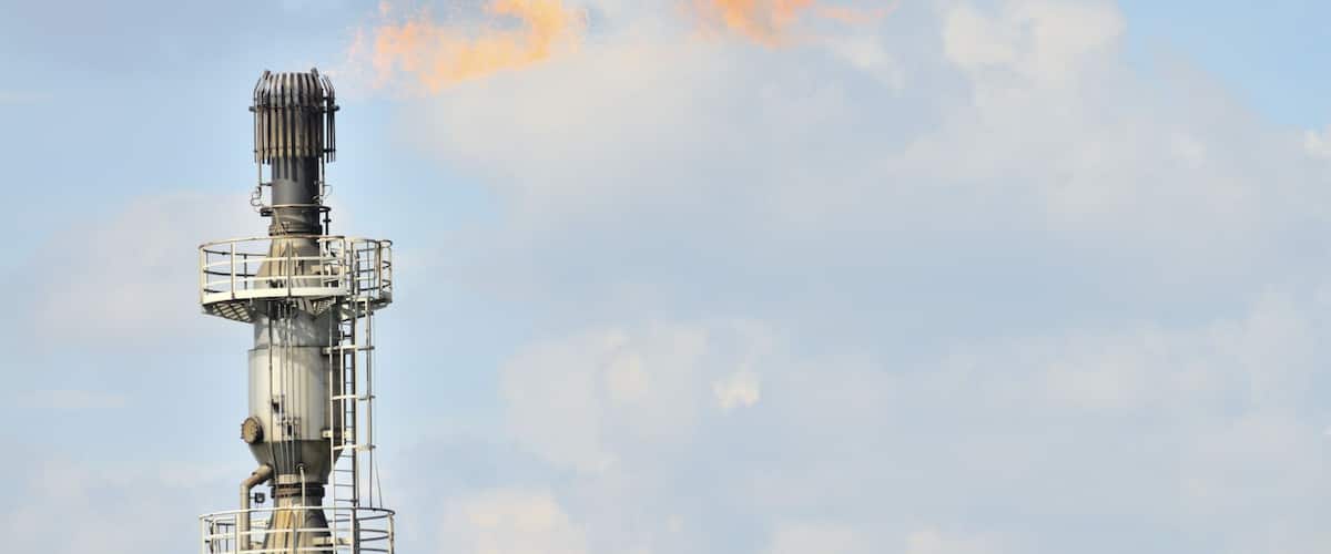 Gas flare of the Schwelgern coking plant, ThyssenKrupp Stahl AG Hamborn site, Duisburg, North Rhine-Westphalia, Germany
