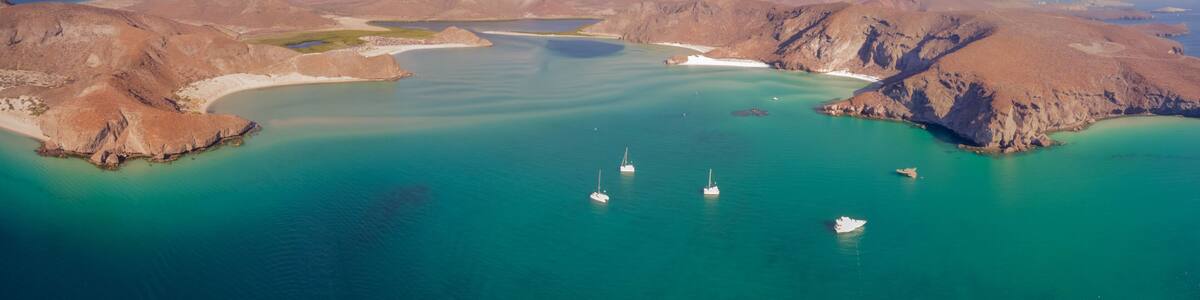 Drone aerial Panorama of Balandra Beach Baja California/Mexico