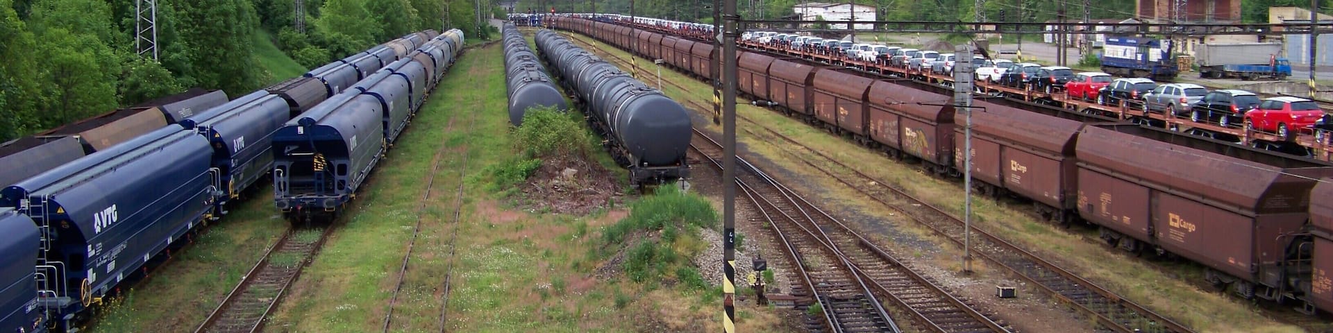 Ústí nad Labem-Střekov, Ústí nad Labem District, Ústí nad Labem Region, Czech Republic. Train station Ústí nad Labem-Střekov, from the footbridge.