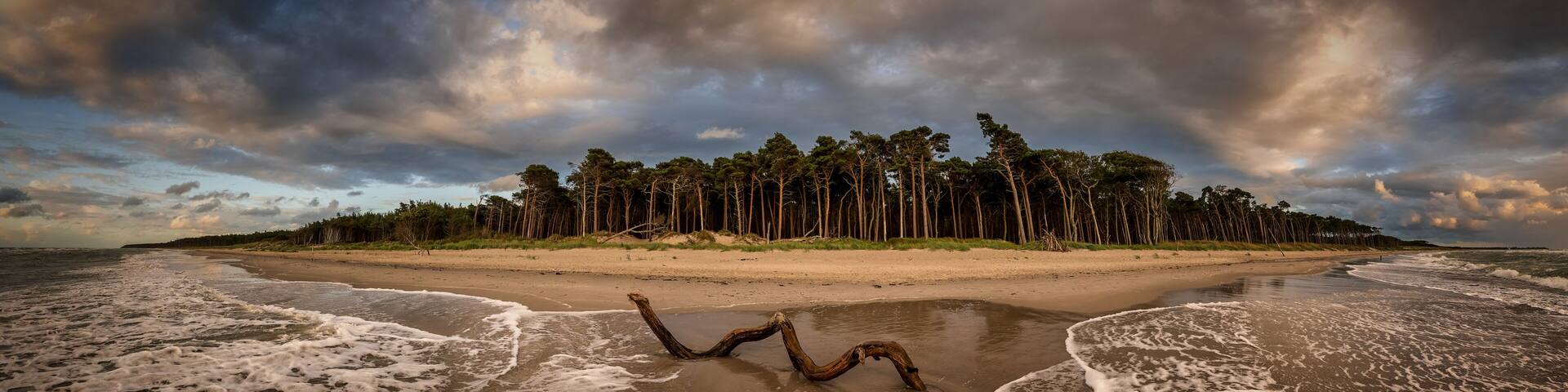 Beautiful panoramic Sunset at the Beach Weststrand on Fischland/ Darss in Germany