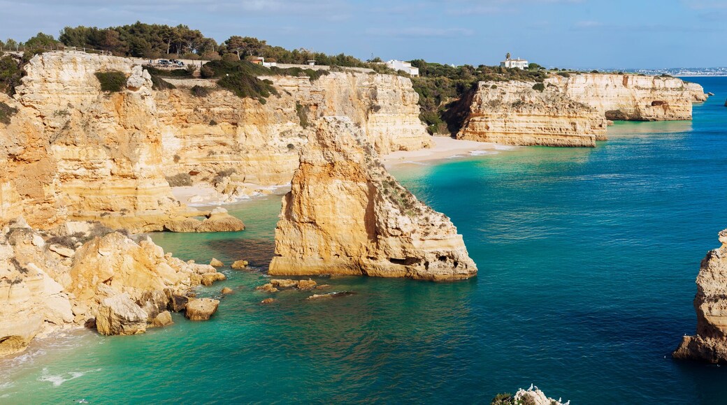 Panoramic view on Praia da Marinha, Algarve, Portugal.