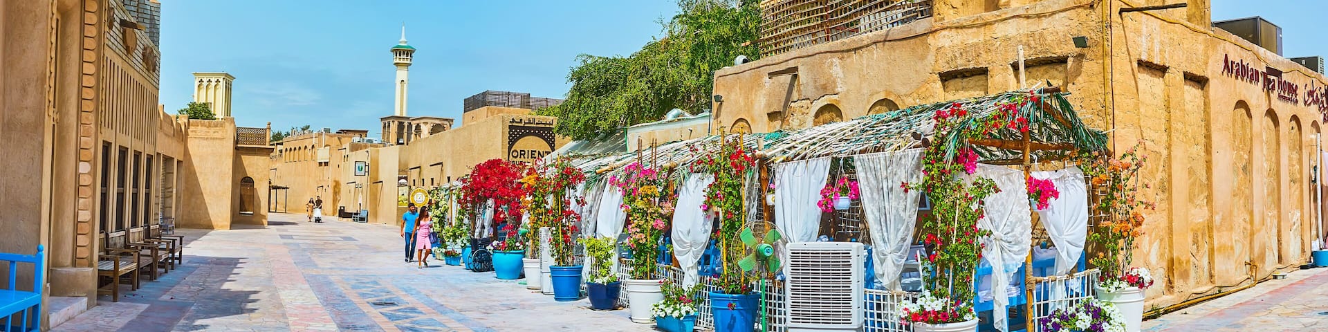 The outdoor tea house in Al Bastakiya, Dubai, UAE