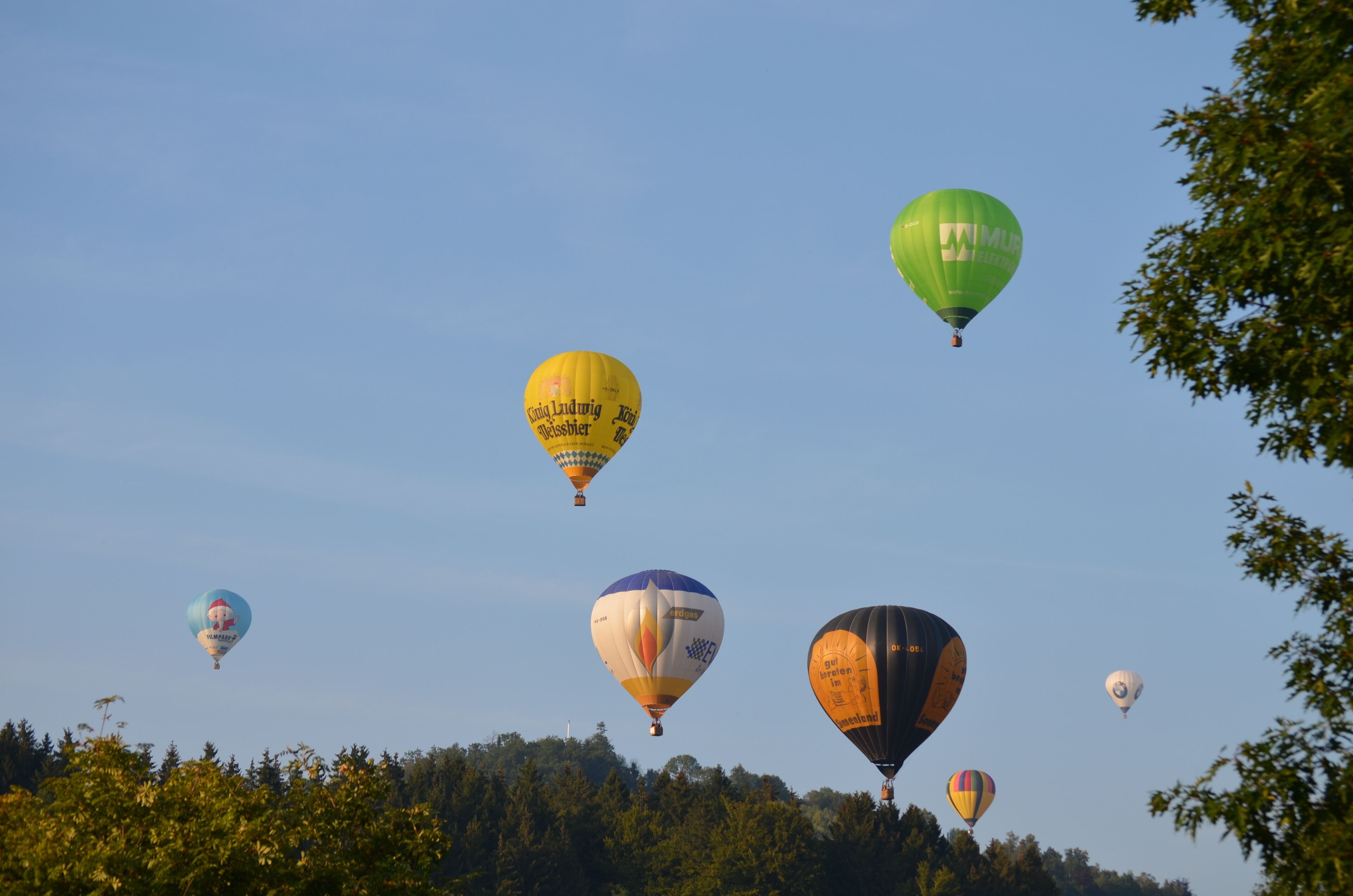 A group of colorful hot air balloons in the sky.