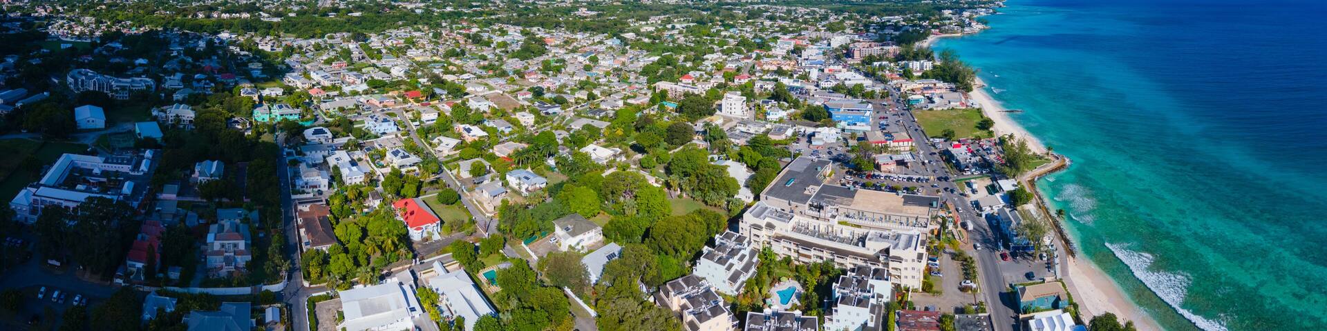 Hastings Beach aerial view at Hastings Rocks Park at South Coast in village of Hastings, Christ Church, Barbados.