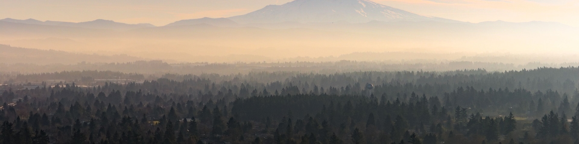 Misty sunrise at Mount Hood, Oregon