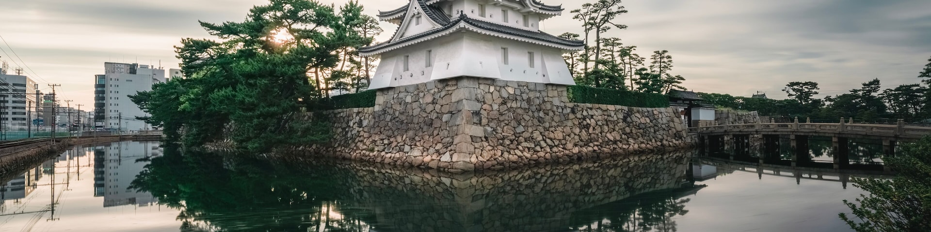 Japan Travel Takamatsu Castle at sunset