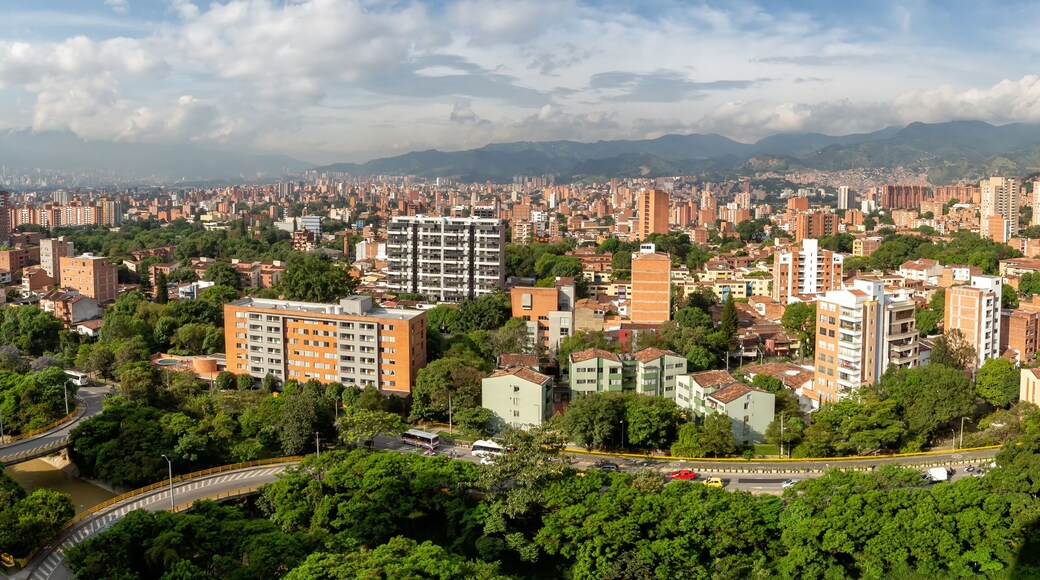 Medellin town city panorama travel view on Robledo and Los Colores districts in Colombia