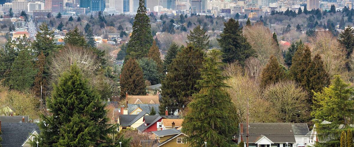 City of Portland Oregon Skyline from Mount Tabor