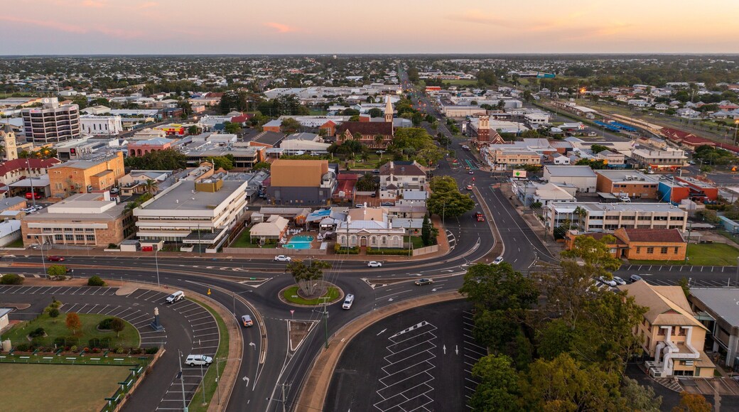 Bundaberg Central featuring a sunset, landscape views and a small town or village