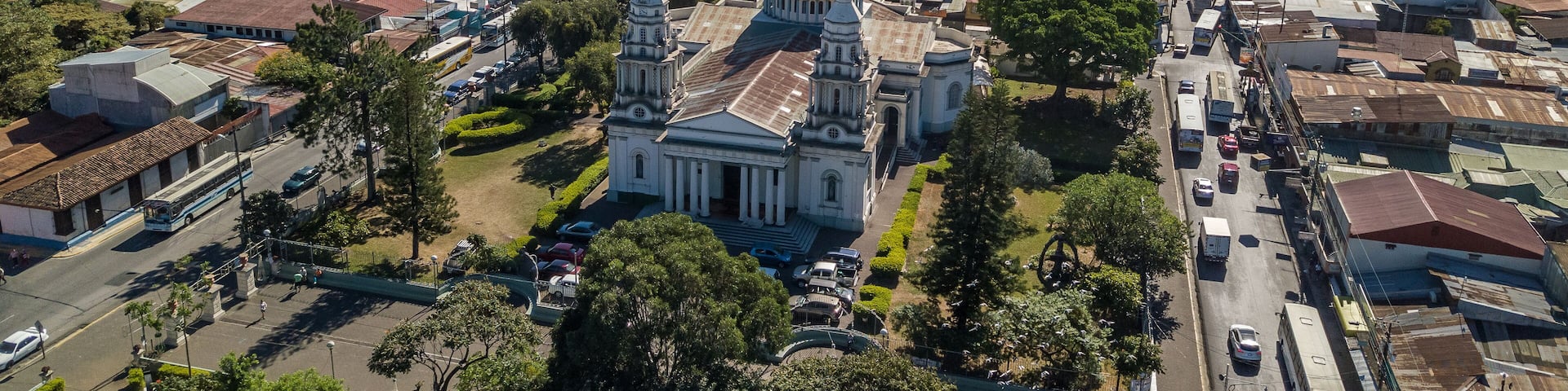 Beautiful aerial view of the Desamparados Church and park