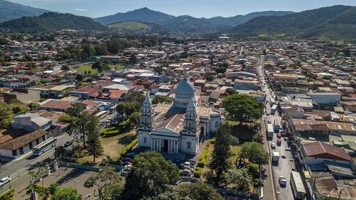 Beautiful aerial view of the Desamparados Church and park