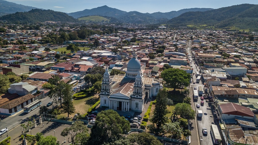 Beautiful aerial view of the Desamparados Church and park