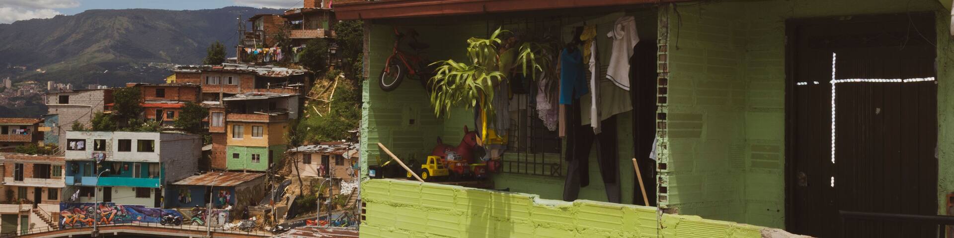 MedellĂn, Antioquia / Colombia August 07, 2017. La Commune No. 13 San Javier is one of the 16 communes of the city of MedellĂn, Colombia. It is located west of the Western Central Zone of the city