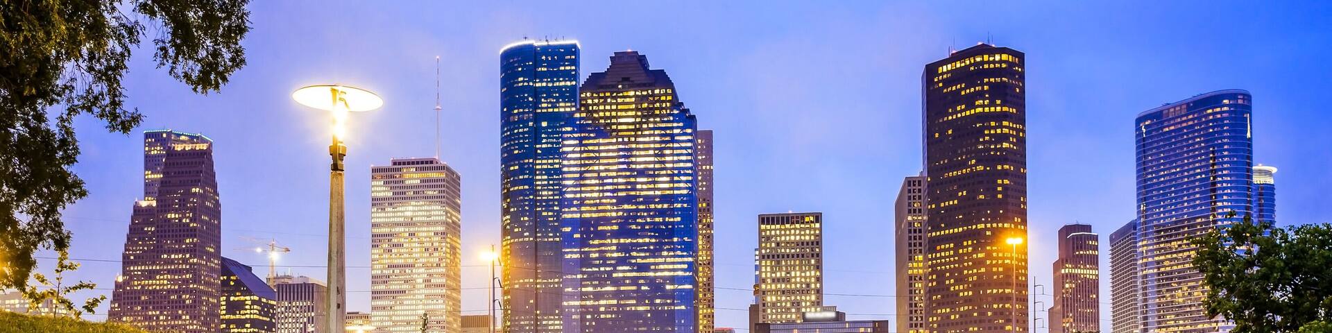 Houston City Skyline at Night From Eleanor Tinsley Park