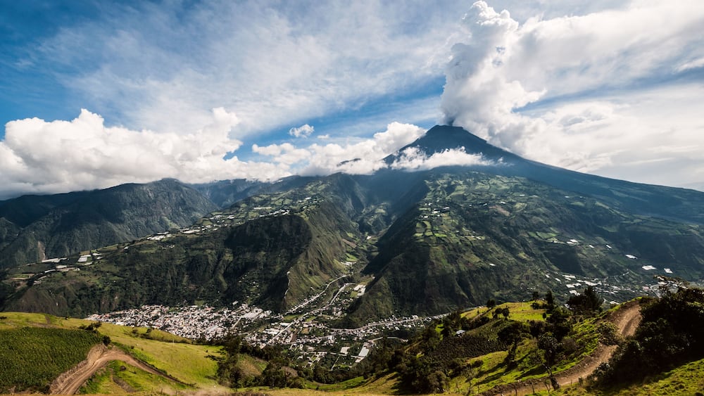 Eruption of a volcano Tungurahua, Cordillera Occidental, Ecuador
