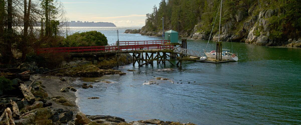 Caulfeild Cove West Vancouver. Historic Caulfeild Cove on Georgia Strait. Vancouver, British Columbia, Canada. 4K UHD.