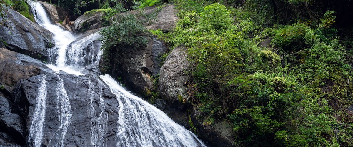 Monkey Falls – Natural Waterfalls Along the Pollachi–Valparai Ghat Road in the Anaimalai Hills, Coimbatore District.