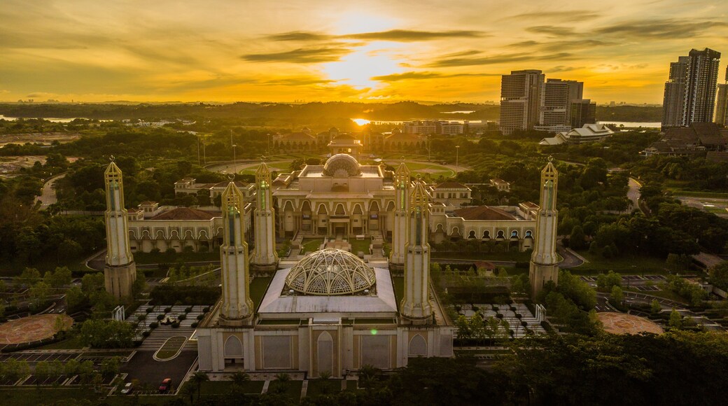 Beautiful sunrise at The Kota Iskandar Mosque located at Kota Iskandar, Iskandar Puteri, a Johor State Administrative Centre at Johor Bahru District, Johor, Malaysia