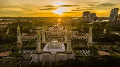Beautiful sunrise at The Kota Iskandar Mosque located at Kota Iskandar, Iskandar Puteri, a Johor State Administrative Centre at Johor Bahru District, Johor, Malaysia