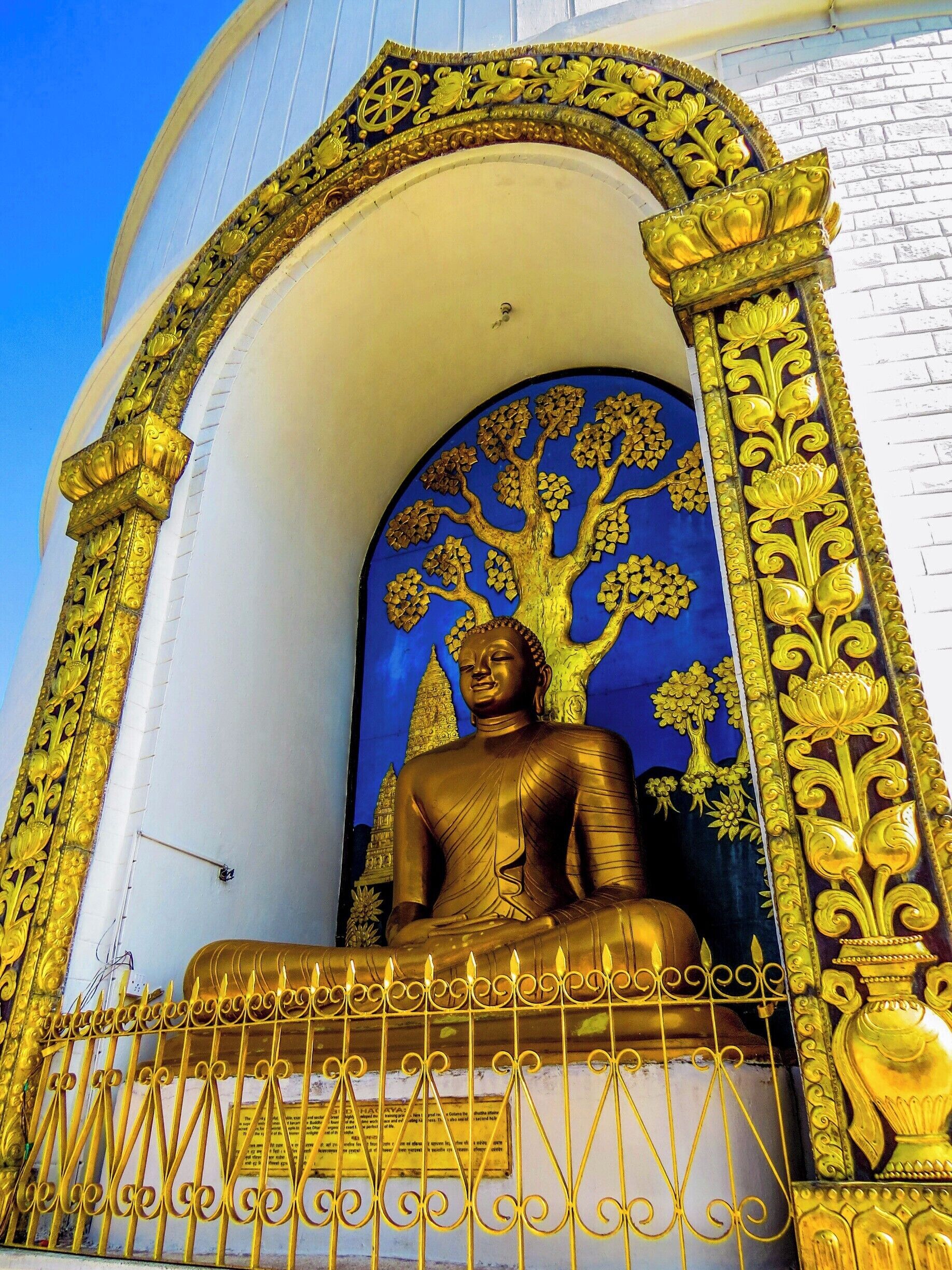 Buddha statue at World Peace Pagoda in Pokhara, Nepal.