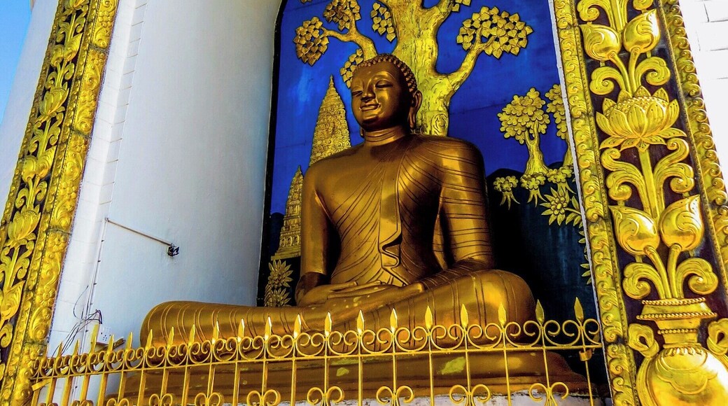 Buddha statue at World Peace Pagoda in Pokhara, Nepal.