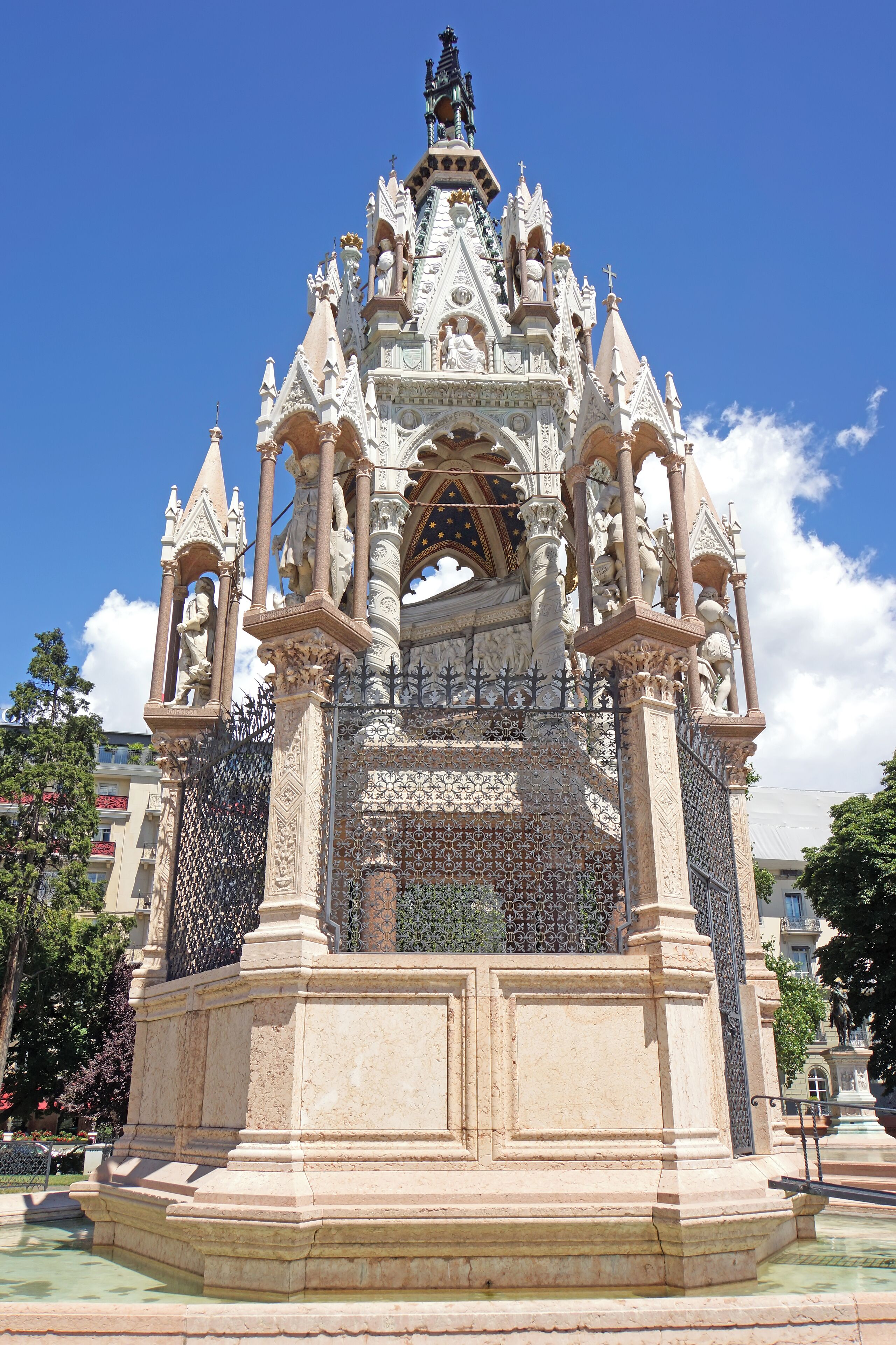 PLEASE, NO invitations or self promotions, THEY WILL BE DELETED. My photos are FREE to use, just give me credit and it would be nice if you let me know, thanks. The Brunswick Monument is a mausoleum built in 1879, to commemorate the life of Charles II, Duke of Brunswick (1804 - 1873). He bequeathed his fortune to the city of Geneva in exchange for a monument to be built in his name, specifying that it be a replica of the Scaliger Tombs in Verona, Italy.