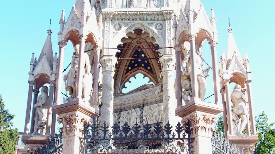 A Gothic-style church with intricate stone carvings and pointed arches.