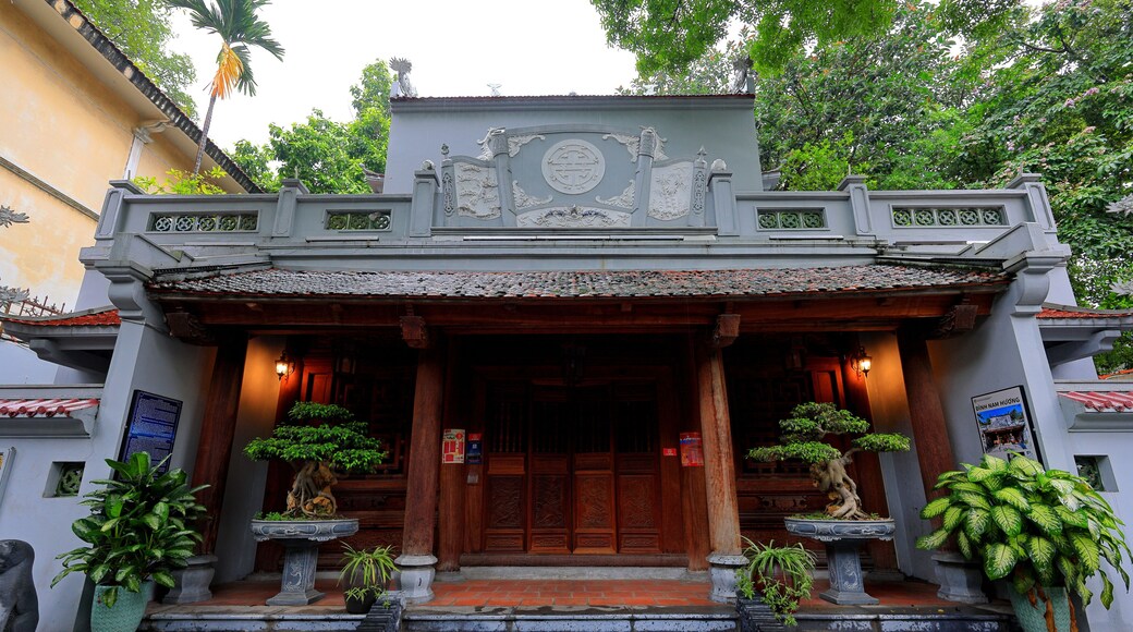 Historical yellow buildings of French Colonial style at Ha Noi Vietnam