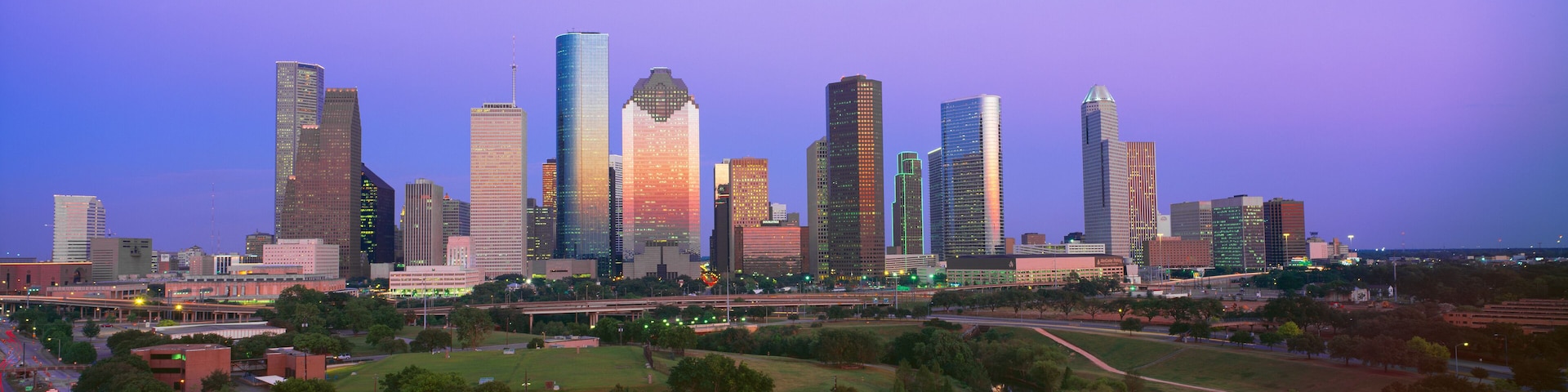Houston Skyline, Memorial Park, Dusk, Texas