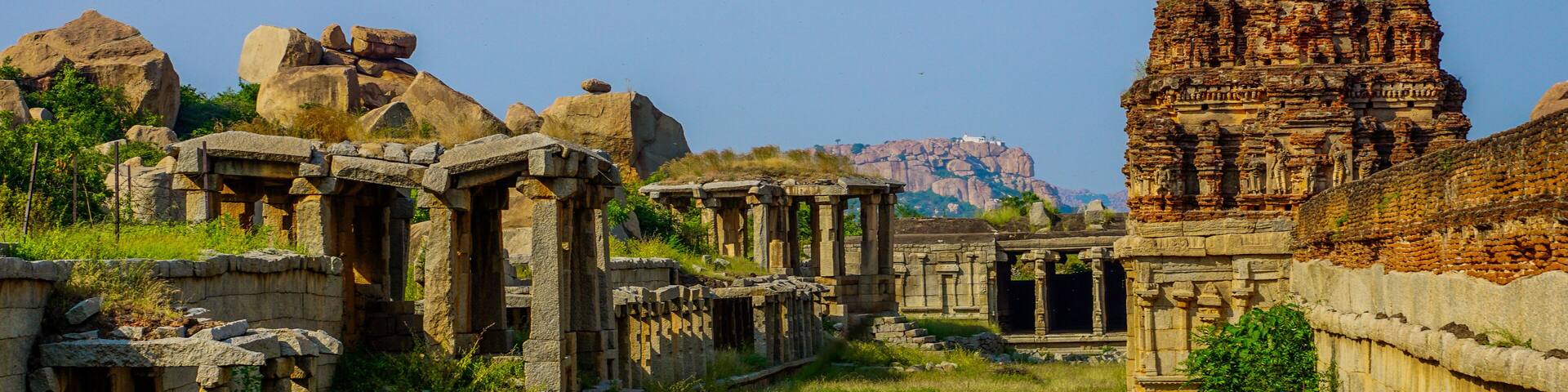 ruins of ancient vijayanagar at hampi karnataka india