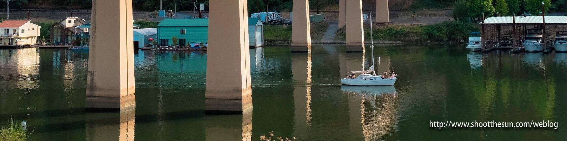 This is the second version of a bridge which spans the Multnomah Channel between Highway 30 North and West of Portland, Oregon and Sauvie Island. The first version had to be scrapped early in this century when it was discovered that cracks running through it would eventually lead to its collapse.
It's a young bridge, only seven years old, in fact, but it comes with all the amenities. It should, it cost $43 million to build. But it will last the county many, many years.
The first few hours of its history were some of the most exciting. It was floated into place right down the Multnomah Channel, part of a series of such rapid-replacement events throughout the state during that year.
This is the bridge you take to get to the trails at Warrior Point and Oak Island, two of the places from which I've posted discoveries in the past. There's a lot more to do on that island besides chase after wildlife -- farm fresh fruit stands, country stores, bike paths, beaches. It's a real gem, more or less in the heart of this great Pacific Northwest metropolis.
And it's just down the road from the St. Johns Bridge, that other iconic marvel featured in the series "Grimm."
https://en.wikipedia.org/wiki/Sauvie_Island_Bridge