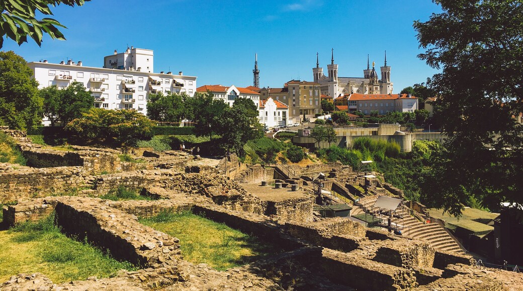 Lyon, France. View of the archaeological zone of the antique period on the hill Fourviere.