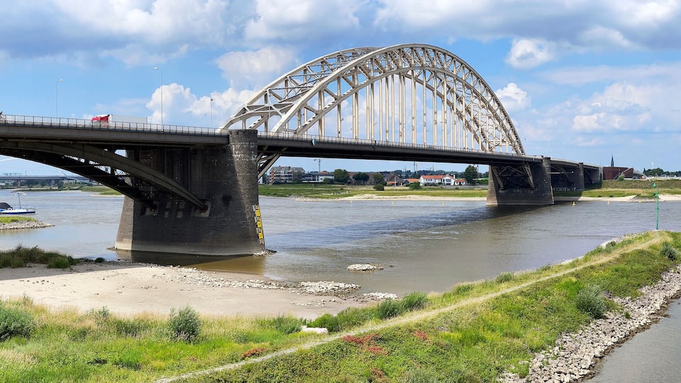 Bridge Waalbrug in Nijmegen, Netherlands over the river Waal