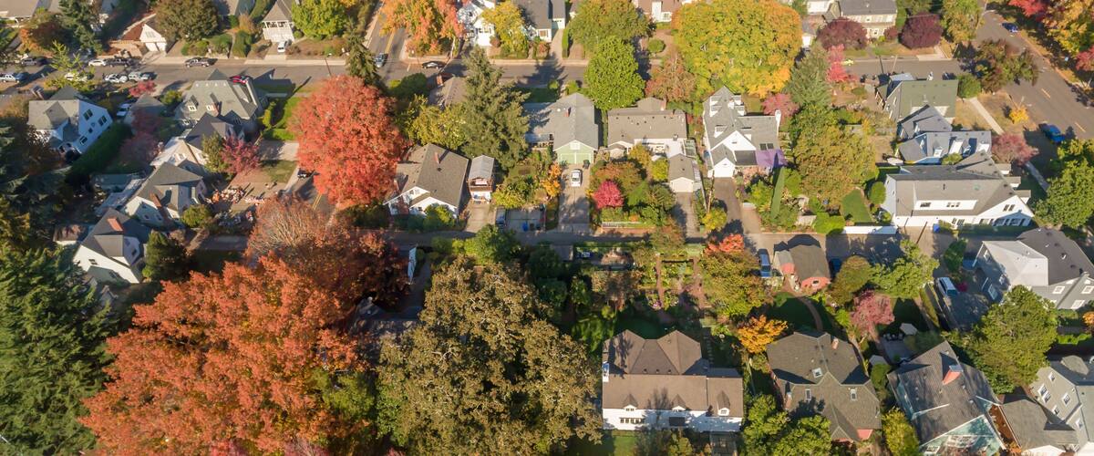 Aerial view of Salem Oregon in the Fall