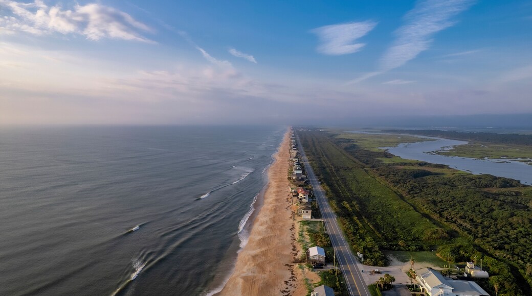 Aerial view of beautiful sandy beach and blue ocean, Ponte Vedra Beach, Florida, United States.