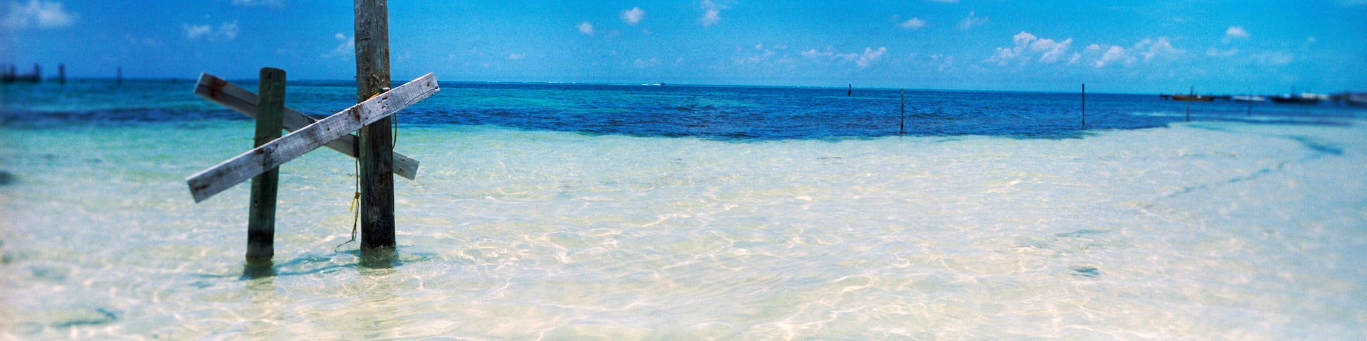 Panoramic image of the beach, San Pedro, Ambergris Caye, Belize