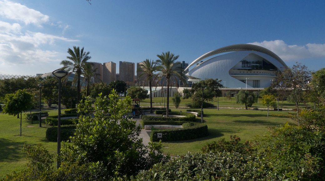 Desde los jardines el edificio del Palacio de las Artes Reina Sofía.