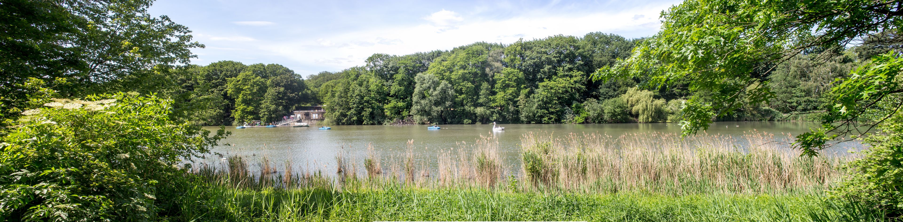 Panoramic view of park area Ruhr area North Rhine Westphalia Gelsenkirchen