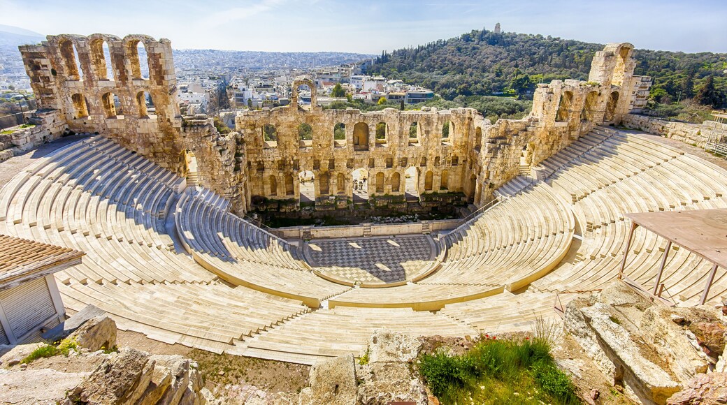 ruins of ancient theater of Herodion Atticus, HDR from 3 photos, Athens, Greece, Europe
