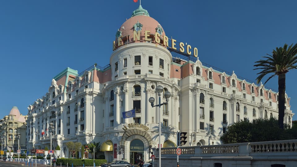 Hotel Negresco in the morning in Nizza in France