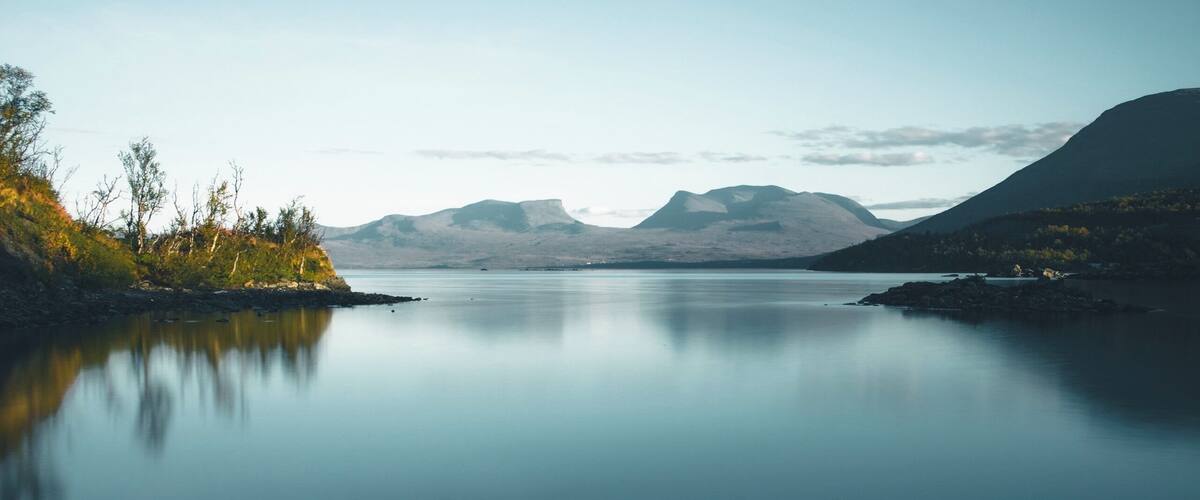 A very peaceful location with a view over Lapporten, the U-shaped mountain which translates as The gate to Lapland.