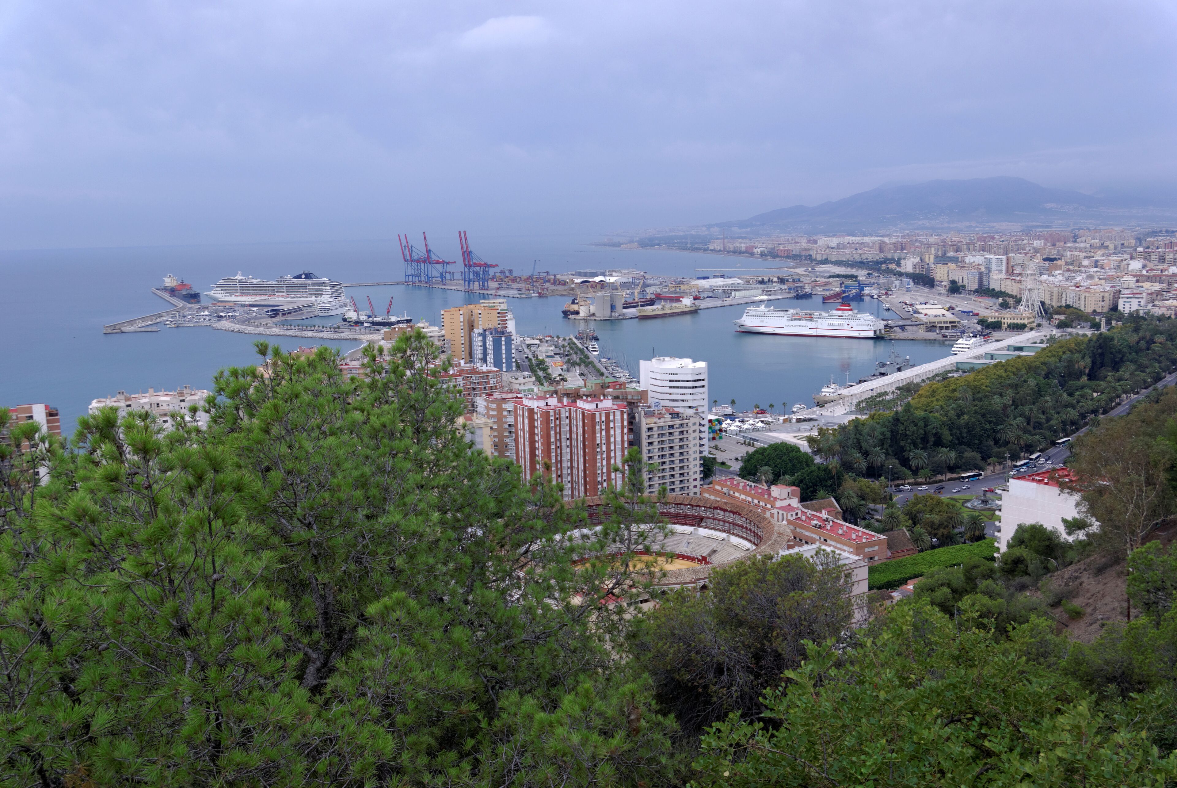 Spain, Malaga from viewpoint near the Gibralfaro