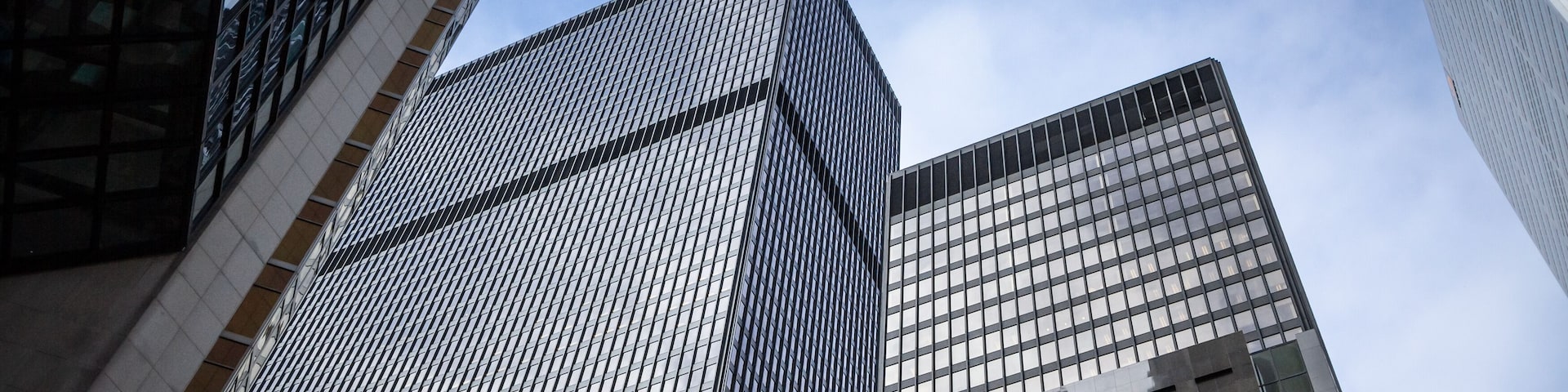 North American skyline - Towering office skyscrapers define a commercial district’s character, reflecting business growth, corporate presence, and modern urban development in canada or the USA.