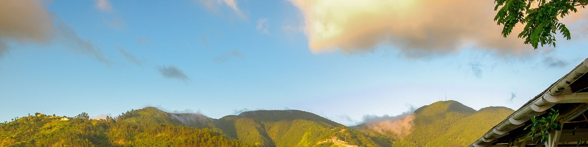 House in the Blue Mountains at sunset, Jamaica