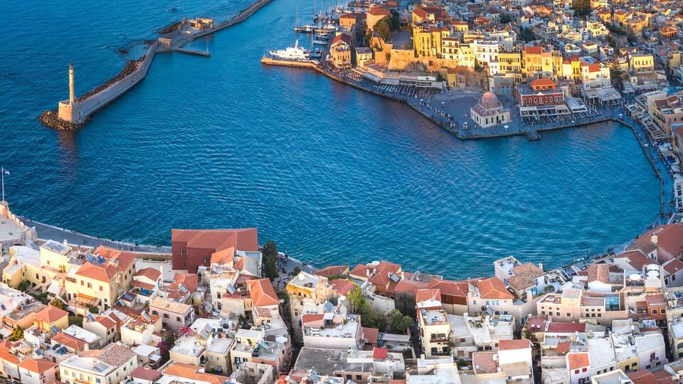 Wide panorama of Chania city, Crete
