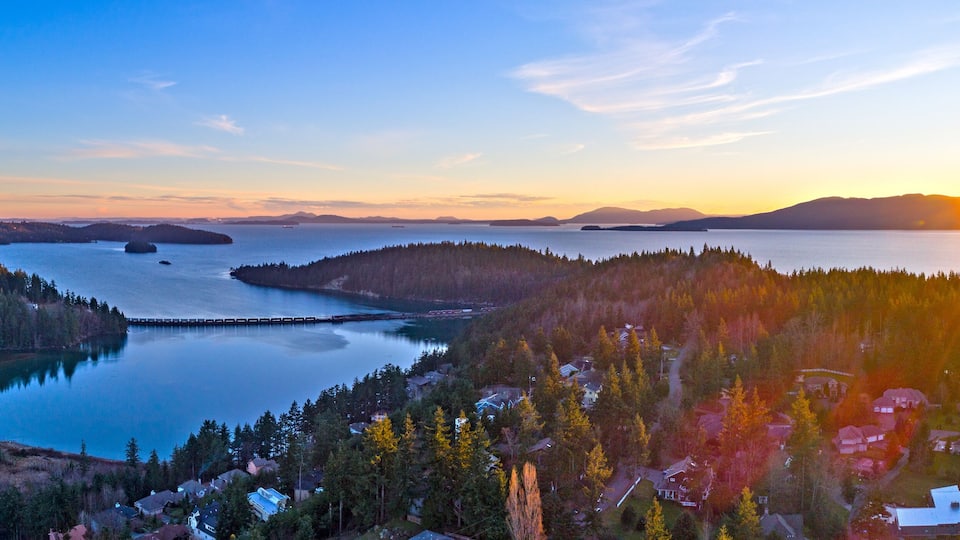 Bellingham Bay Panoramic Lummi Samish San Juan Island Teddy Bear Cove Aerial Landscape Sunset View